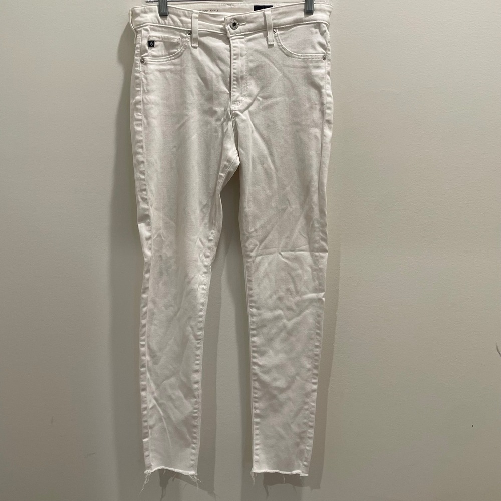 AG Adriano Goldschmied Farrah Skinny Ankle White High Rise Jeans 28R